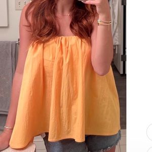 WORN ONCE Zara orange balloon strapless top